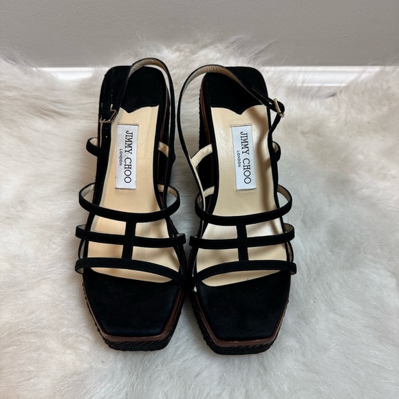 Jimmy Choo Ariela 110 Suede Caged Roped Wedge Sandals 39.5 - Picture 4 of 10